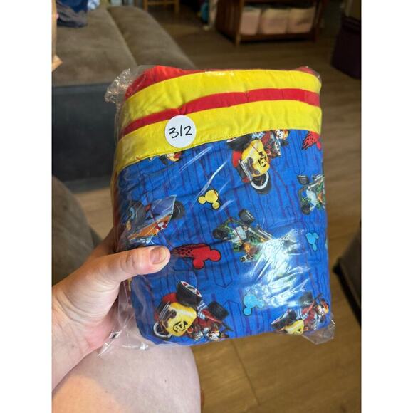 Disney Mickey Mouse Racing Handmade Quilt Blanket 41x68 soft Toddler Lap Throw - Picture 9 of 10